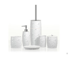 High Quality Hotel Style 6 Pcs Set Ceramic With Rhinestone Bathroom Acessorie