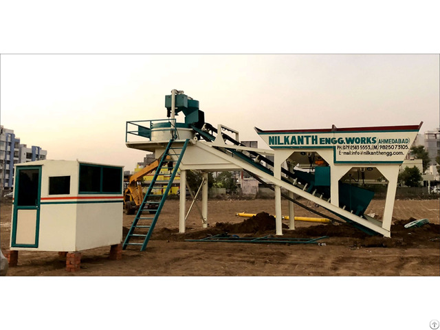 Compact Concrete Batching Plant Cross Bin