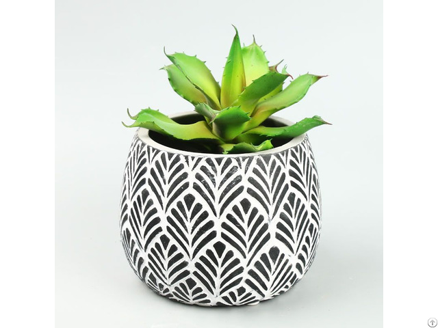 Creative Succulent Plant Concrete Planter Tropical Green Leaf Cement Flower Pot Wholesale