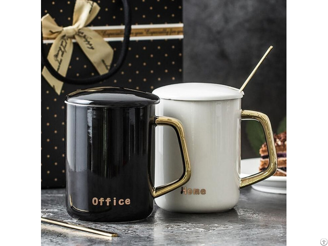 Light Luxury Style Mug Ceramic Coffee Cup With Spoon Wholesale Import And Export