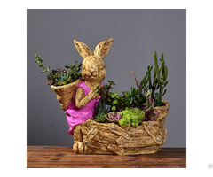 Wholesale Resin Flower Pot Rabbit Plant Planter Garden Decoration