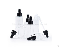 Clear Glass Bottles With Dropper Cap Flat Shoulder