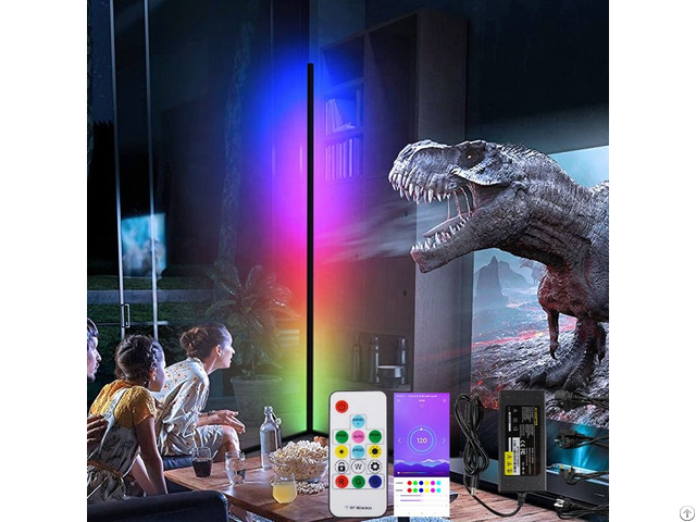 New Coming Rectangular Corner Rgb Nordic Standing Led Light Floor Lamp For Rooms Modern