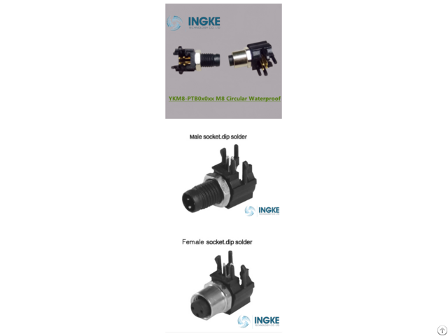Ingketech Ykm8 Ptb0x0xx M8 Circular Waterproof Connector Panel Mounting Pcb Dip Pin