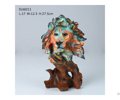 Unique Resin Sculpture Decoration Lion Head Model Animal Theme Crafts Home Design Accessories