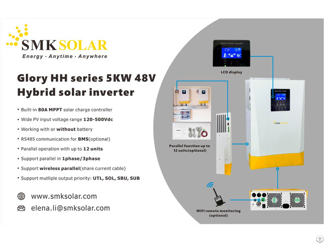 5kw High Pv Voltage Solar Inverter Inbuilt 80a Mppt