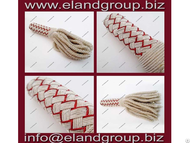 Sash Bullion Tassel Silver And Red