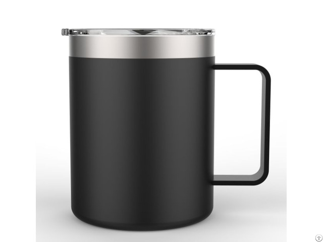 12oz Ss Travel Coffee Mug With Handle And Powder Coating