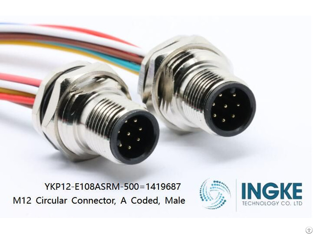 Ingke Ykp12 E108asrm 500 Direct Substitute 1419687 M12 Circular Connector A Coded Male