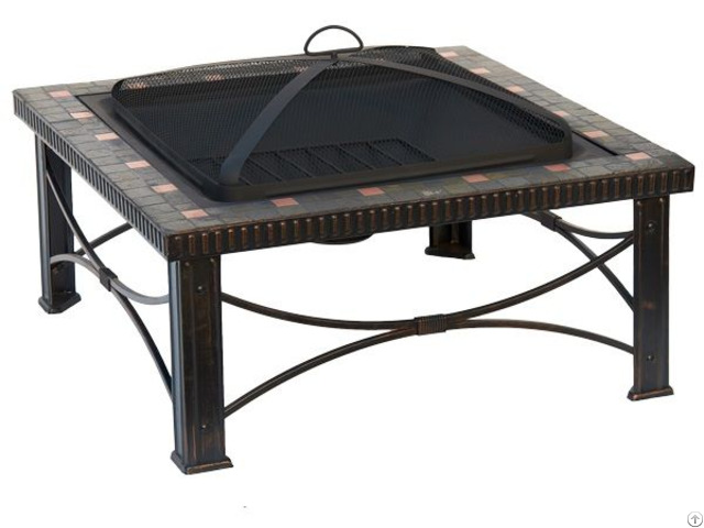 Copper Pieces And Mosaic Top Fire Pit Sj Ft199