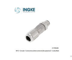 Ip67 21700648 Ingke M12 Circular Connectors Interconnects Receptacle 4 Positions D Code Male
