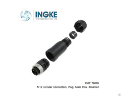 Interconnects 1300170008 M12 Circular Connectors Plug Male Pins 3position Ingke