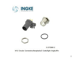 Interconnect 3 2172065 2 M12 Circular Connectors Receptacle D Code Right Angle 4pin Ingke