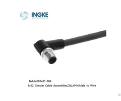 Taa542b1411 060 M12 Circular Cable Assemblies Cbl 4pin Male To Wire Ip67 Ingke