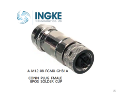 A M12 08 Fgmx Ghb1a Ingke Conn Plug Fmale 8pos Solder Cup