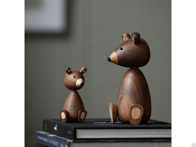 Wooden Animal Walnut Bear Decoration