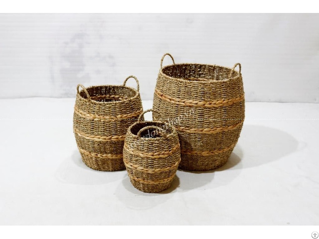 Best Selling Seagrass Mix Water Hyacinth Basket Sd2216a 3na