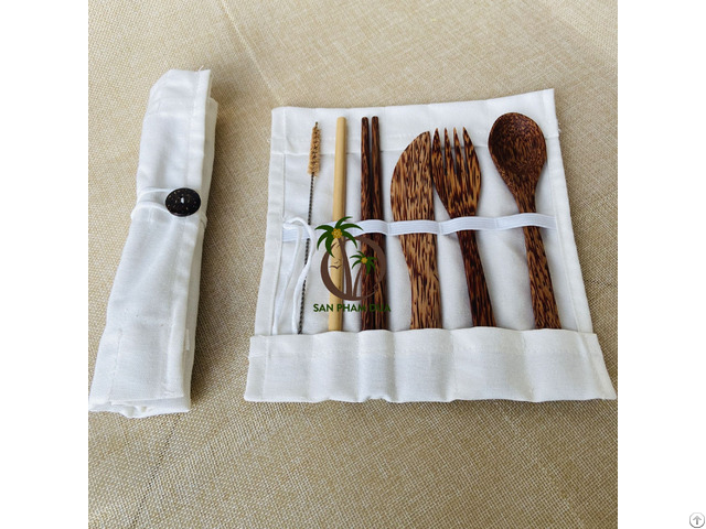 Eco Friendly Coconut Travel Set Ebony Spoon Reusable Kitchenware Whatsapp 84 902723163