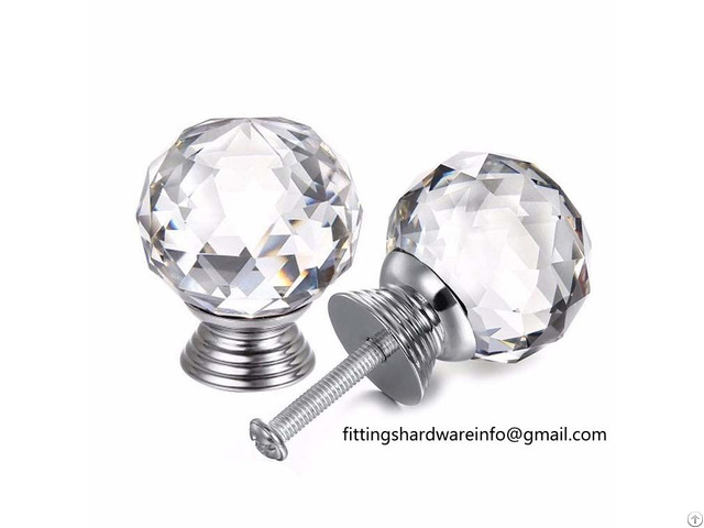 Hardware Furniture Diamond Clear Crystal Glass Pull Handle Drawer Cabinet Knobs Shape