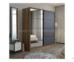 Modern 2 Mirror Doors Sliding Wardrobe Armoire