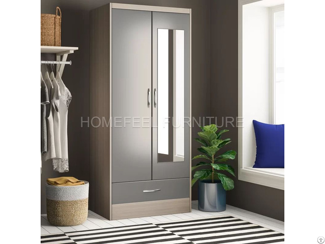 Wholesale 2 Swing Mirror Door Wardrobe With Drawer