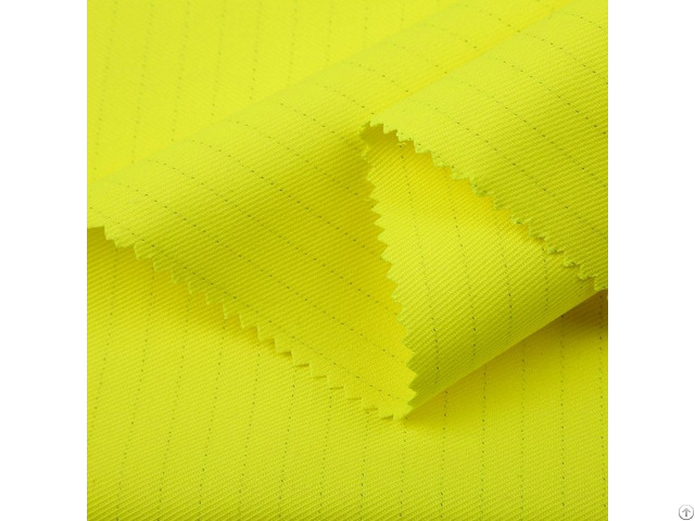 310gram Cvc Hi Vis Yellow Fire Resistance Twill Fabric For Safety Uniform