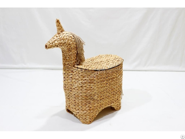 Water Hyacinth Hamper Basket Unicorn Shaped Sd10705a 1na