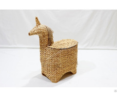 Water Hyacinth Hamper Basket Unicorn Shaped Sd10705a 1na