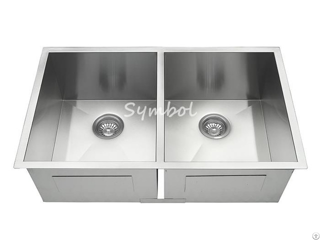 Zero Radius Double Bowl Handmade Stainless Steel Kitchen Sink