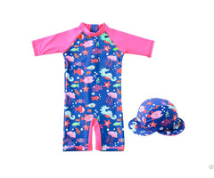 Children Shorty Swimming Bathing Suit Kids Front Zipper Swimwear Beachwear Anti Uv Rash Guard