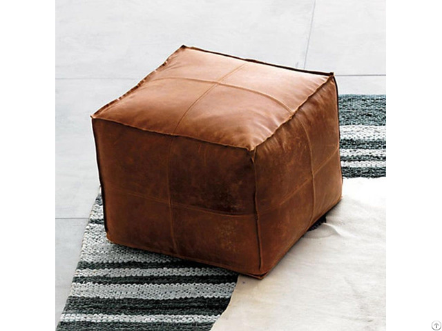 Moroccan Leather Pouf Square