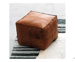 Moroccan Leather Pouf Square