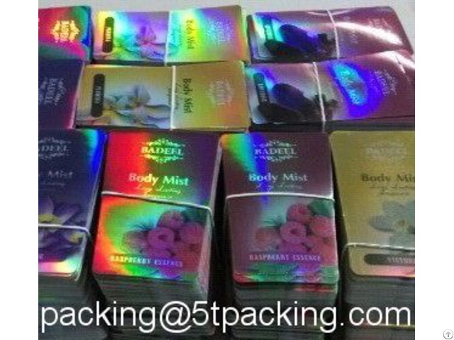 Laser Rain Bow Effect Cosmetic Bottle Labels In High Grade Decoration