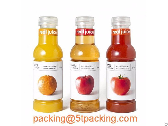 Plastic Adhesive Labels In Creative Classified Fruits Juice Bottles