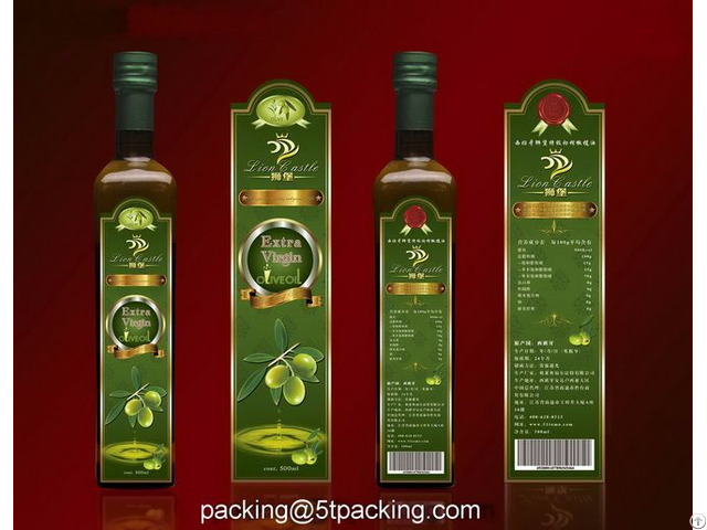 Naturally Plastic Adhesive Labels For Bottled Green Olive Oil