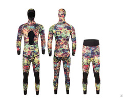 Open Cell Hooded Vest Pants Camo Spearfishing Wetsuit