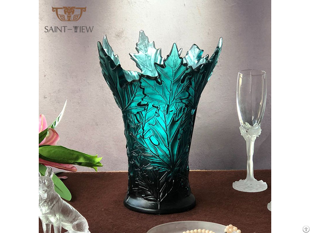 Elysee French Style Colored Crystal Home Decor Maple Leaf Dubai Vase