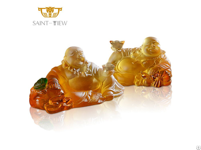 Fast Delivery Crystal Liuli Laughing Maitreya Statue Blessing Car Interior Decoration