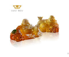 Fast Delivery Crystal Liuli Laughing Maitreya Statue Blessing Car Interior Decoration