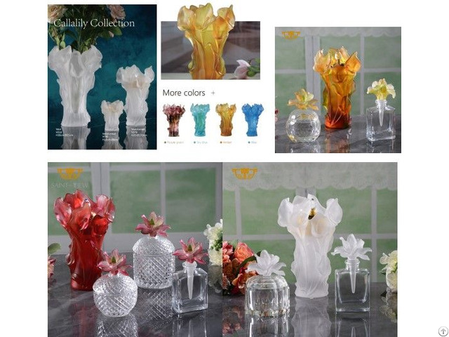 Crystal Madkhan Burner Mubkhar Bakhoor Censer Tray Set Liuli Decor