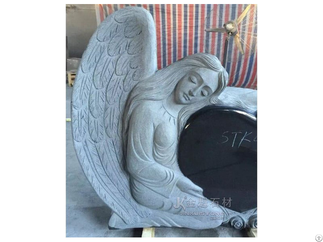 Angel Heart Kneeling Granite Tombstone European Style Made By Nature Stone