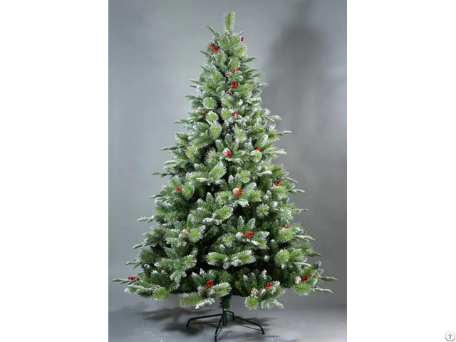 6ft Pe Pine Needle Pvc Mixed Christmas Tree With Red Berries And 2