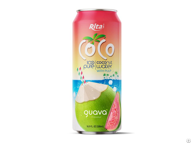 100% Pure Coconut Water With Pulp And Guava Flavour