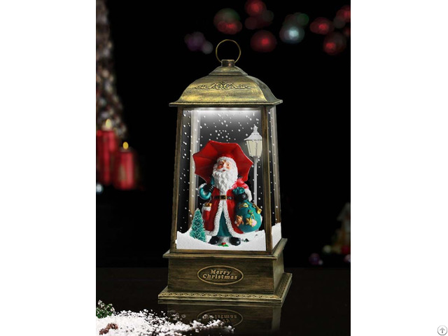 Tabletop Hanging Snowing Lamp With Santa Inside