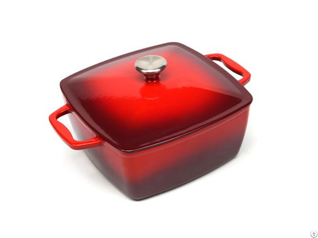Square Enameled Cast Iron Casserole