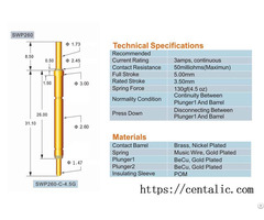 Gold Plated Switch Probe Test Pogo Pin Swp260 Series For Connection