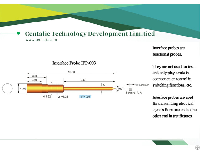 Interface Probe Straight Metal Pin Ifp 003 For Transmitting Electrical Signals