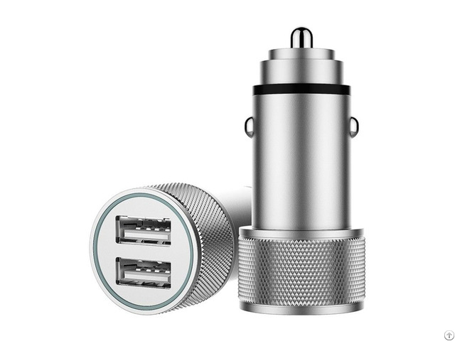 Cigarette Lighter Dual Usb 5v 2 4a Metal Alloy Portable Phone Car Charger