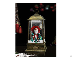 Tabletop Hanging Snowing Lantern With Santa Inside