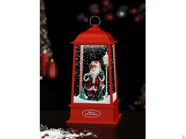 Tabletop Hanging Snowing Lantern With Santa Claus Inside